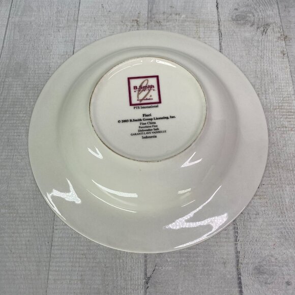 PTS International B Smith W Style FIORI Gray Rim Black Leaves 9" Bowls Set of 4 - Picture 3 of 16